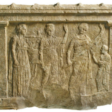 Votive relief of Apollo, Leto and Artemis