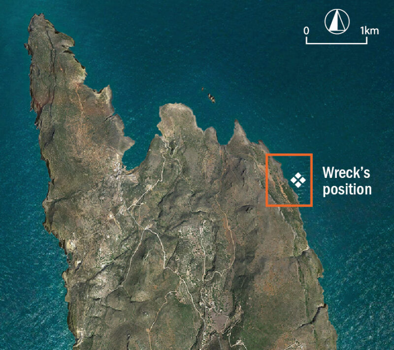 Map of the Antikythera wreck