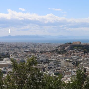 Aegina and Hellanion Oros as seen from Athens