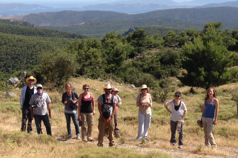 Team photos at Eleutherai and Panakton on the first and last days of the 2014 field season